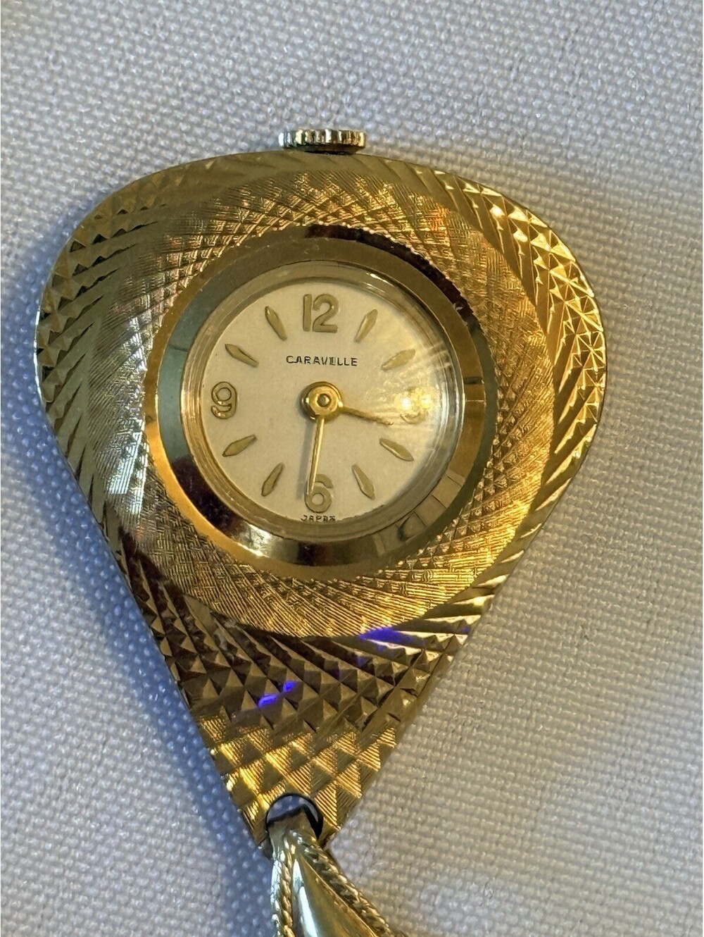 Vintage late 1960s Japan  Caravelle mechanical hand-wind pendant watch necklace